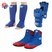 FIAS-Approved Boxing MMA Gloves + Shin Instep Pads + Sambo Shoes