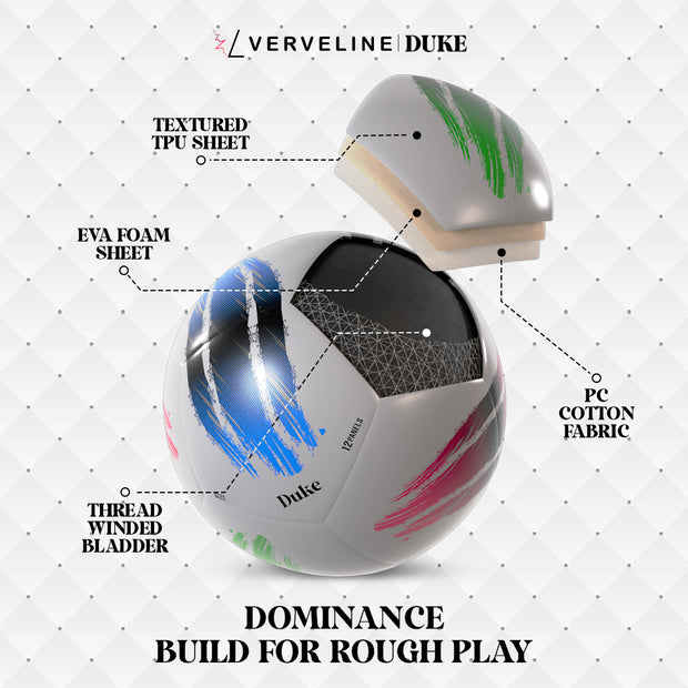 DUKE Junior Soccer Ball – Size 4, Thread-Winded, 12 Panels for Junior Training/Competition