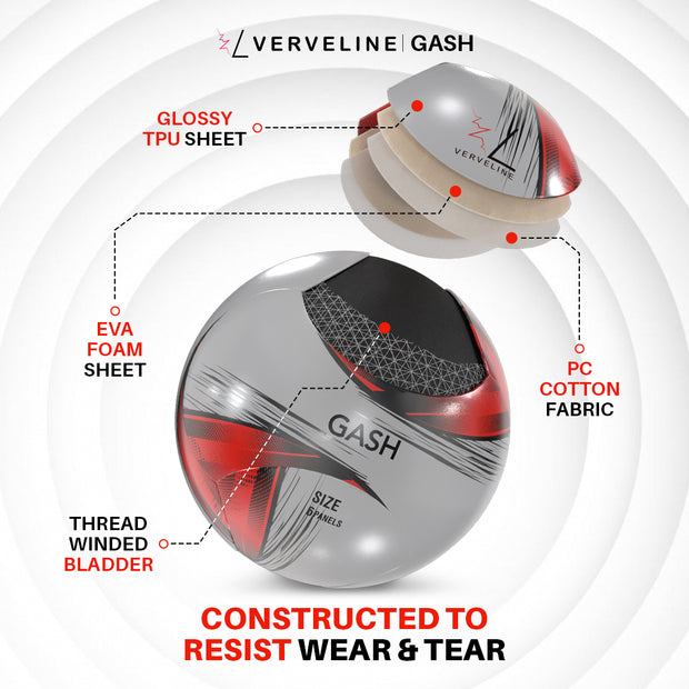 GASH Junior Soccer Ball – Size 4, Thread-Winded, 6 Panels for Junior Training/Competition