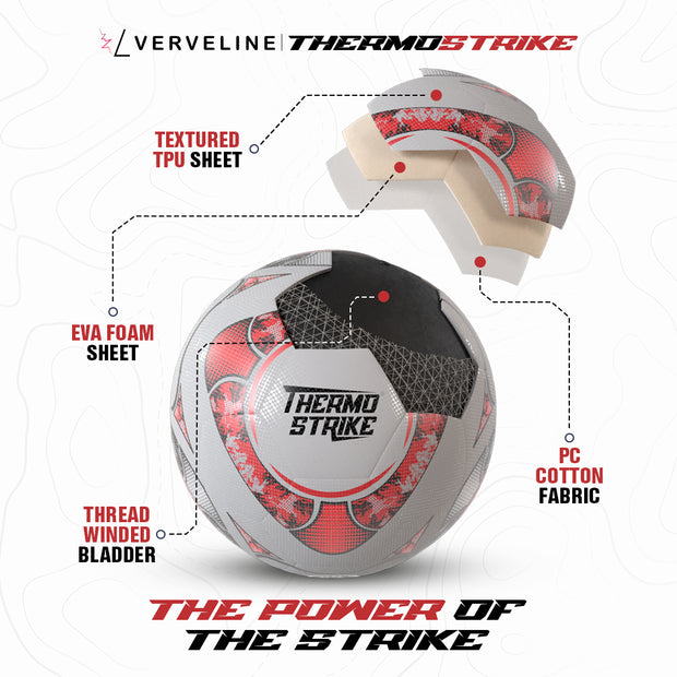 THERMO STRIKE Competition Soccer Ball – Size 5, Thermo-Bonded, 32 Panels for Junior Training/Competition