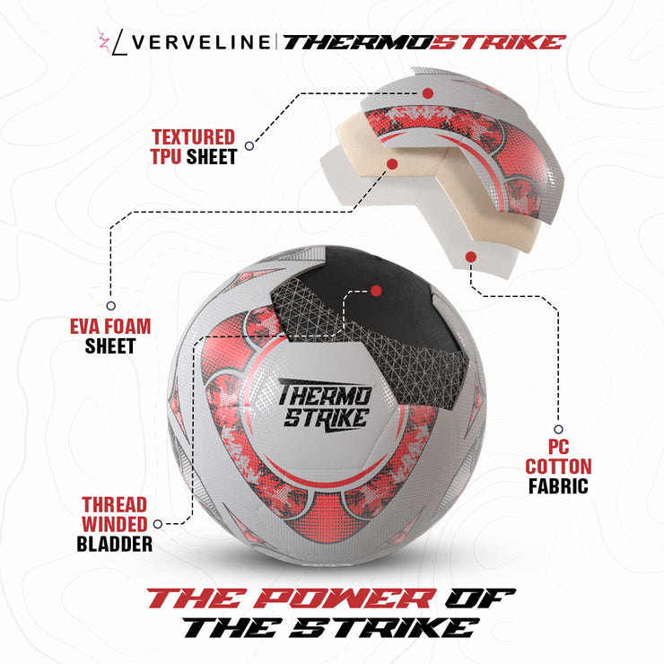 THERMO STRIKE Competition Soccer Ball – Size 5, Thermo-Bonded, 32 Panels for Junior Training/Competition